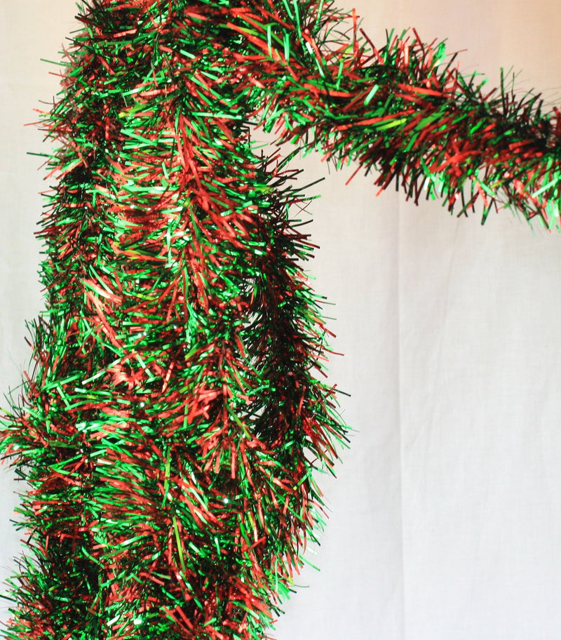 12 foot 5 Ply Deluxe Tinsel Garland - Red/Green - Shelburne Country Store