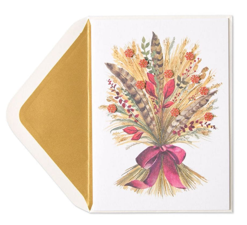 Wheat & Feathers Bunch Thanksgiving Card - Shelburne Country Store