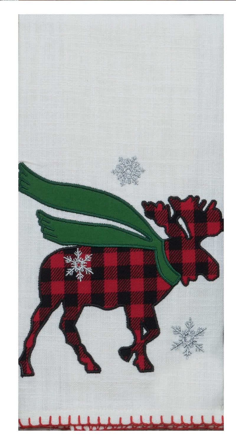 Camp Christmas Moose Applique Tea Towel - Shelburne Country Store