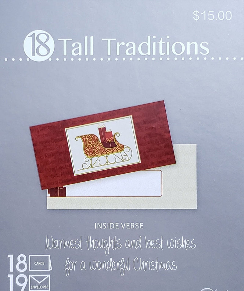 Tall Traditions 18 Card Set - Christmas Sleigh - Shelburne Country Store