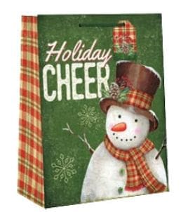Country Christmas Gift Bag - Large - Holiday Cheer Snowman - Shelburne Country Store