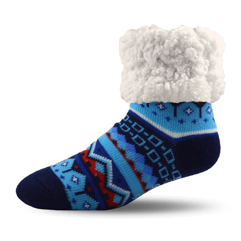 Extra Fuzzy Slipper Socks - Nordic - Blue - Shelburne Country Store