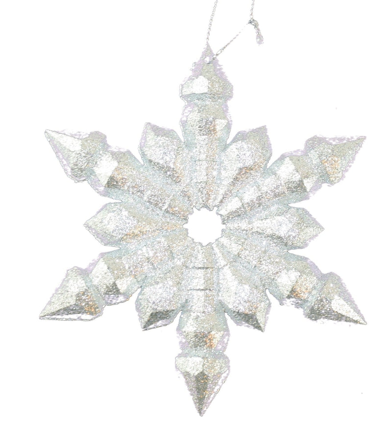 Silver Glittered Snowflake Ornament - Shelburne Country Store