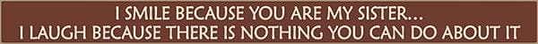 18 Inch Whimsical Wooden Sign - I smile Because you're my Sister - - Shelburne Country Store