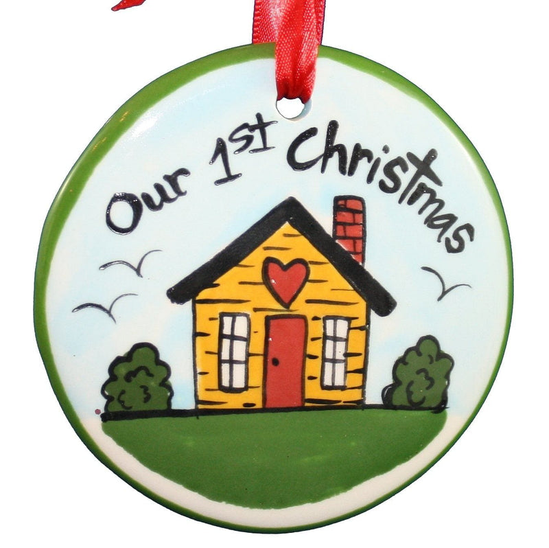 Nola Watkins Flat Disc Ceramic Ornament - Our First Christmas - Shelburne Country Store