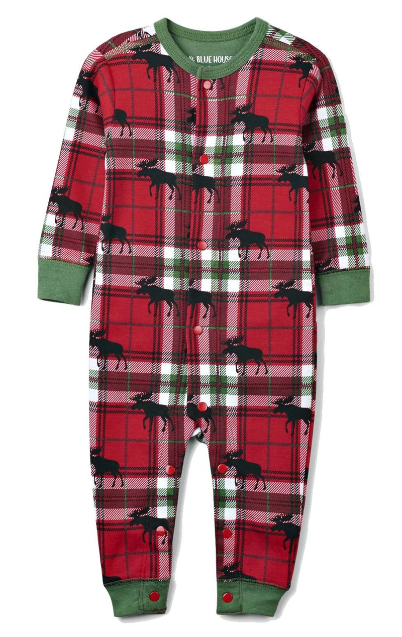 Infant Union Suit - Holiday Moose on Plaid - - Shelburne Country Store
