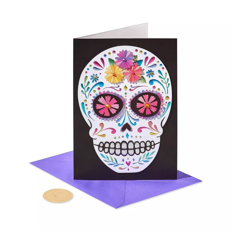Halloween Card-Day of the Dead Card- Colorful Skull - Shelburne Country Store