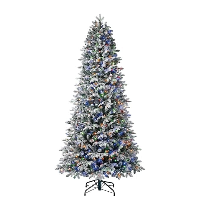 7.5-ft Pre-lit Flocked Artificial Christmas Tree 600 Color Changing Color Changing LED Lights - Shelburne Country Store