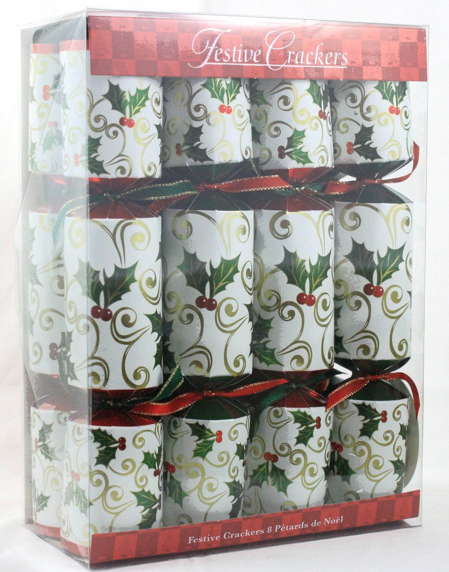 10 inch Red and Green Holly Crackers - 8 Count - Shelburne Country Store