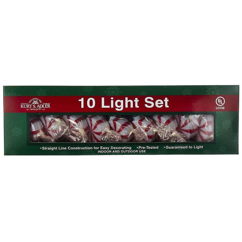 Kurt Adler 10-Light Red Peppermint Candy Light Set - Shelburne Country Store