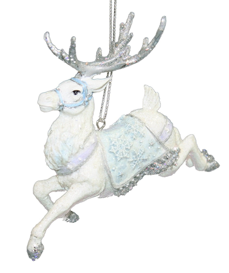 Kurt Adler Frosted Kingdom Snow Reindeer Ornament - Horns - Shelburne Country Store
