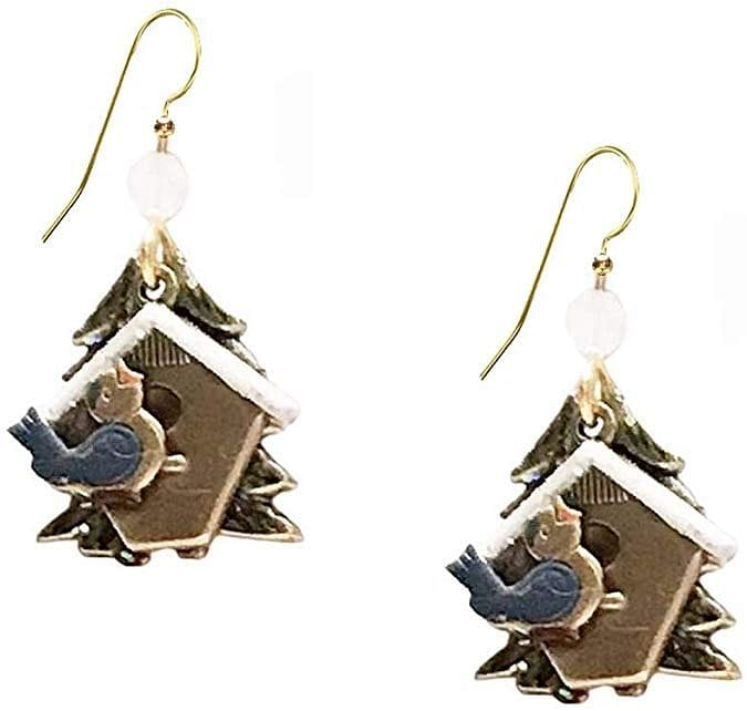Bird on a Birdhouse and Tree Layered Earrings - Shelburne Country Store