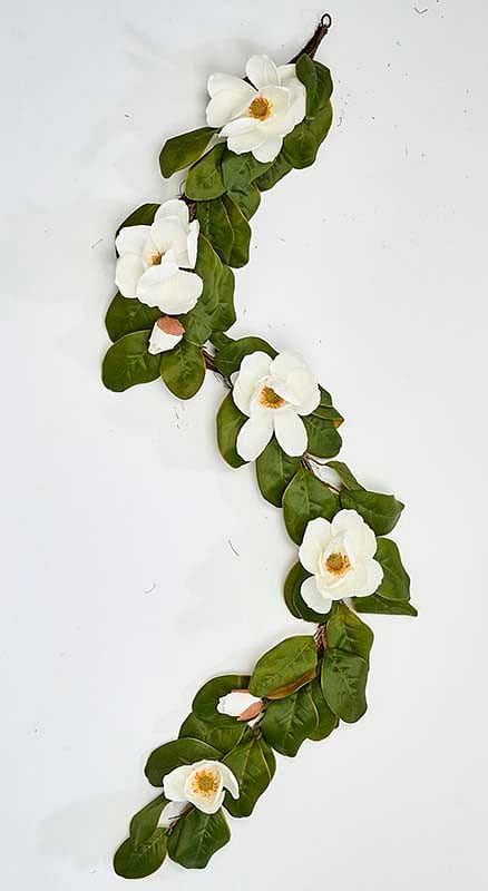 76" MAGNOLIA GARLAND With  7 FLOWERS - Shelburne Country Store