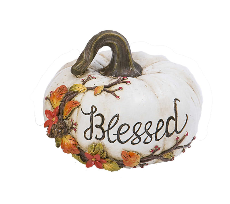 Resin Pumpkin Decor - 5 Inch - Blessed - Shelburne Country Store