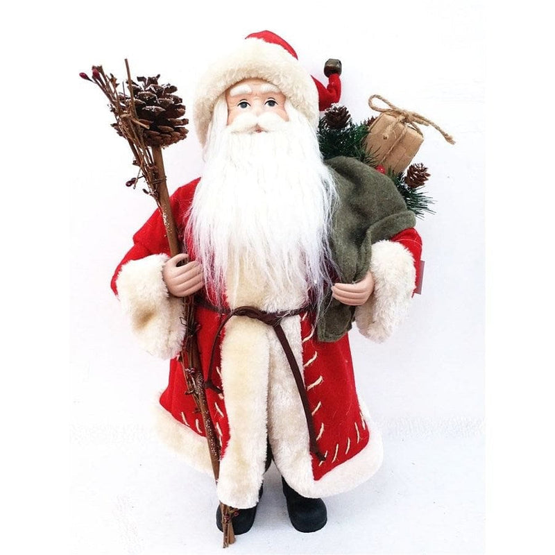 18 Inch Traditional Santa with Staff - Shelburne Country Store