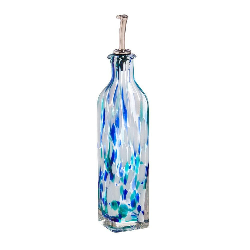 Glass Tabletop Oil Bottle, Blue Confetti - Shelburne Country Store