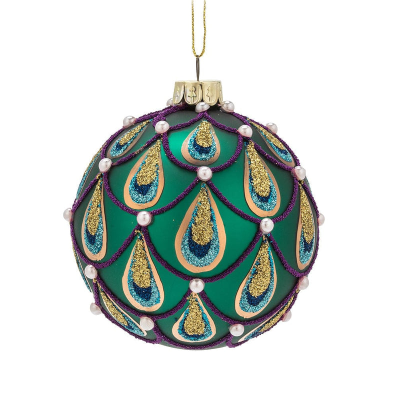 Peacock Ball Ornament - The Country Christmas Loft