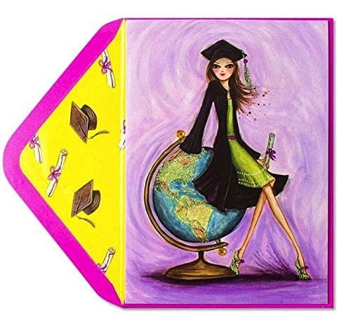 Bella Girl With Globe Graduation Card - Shelburne Country Store