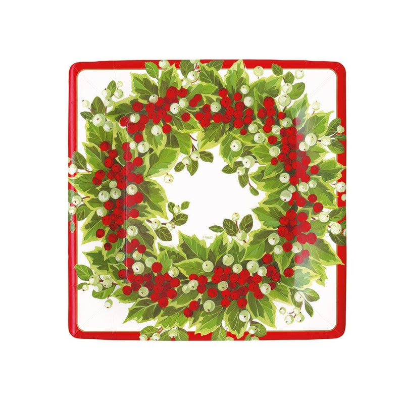 Holly and Berry Wreath Paper Salad & Dessert Plates - 8 Per Package - Shelburne Country Store