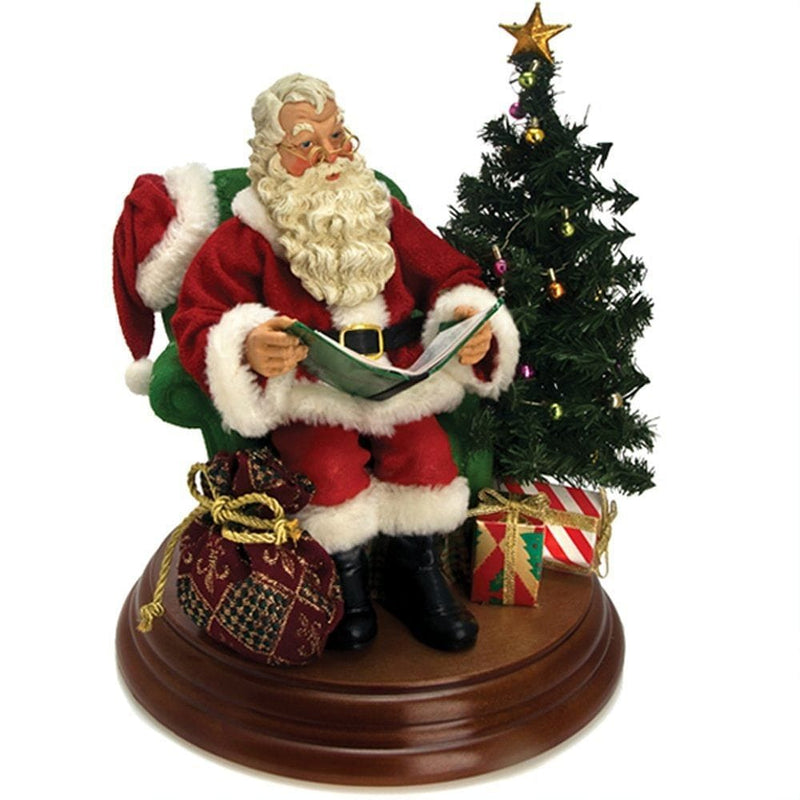 Kurt Adler 8-Inch Fabriche Battery-Operated Santa Telling Story With Sound - Shelburne Country Store