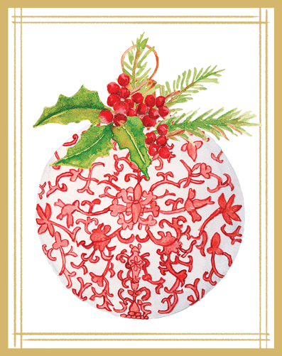 Red Porcelain Ornament Boxed Christmas Cards - Shelburne Country Store