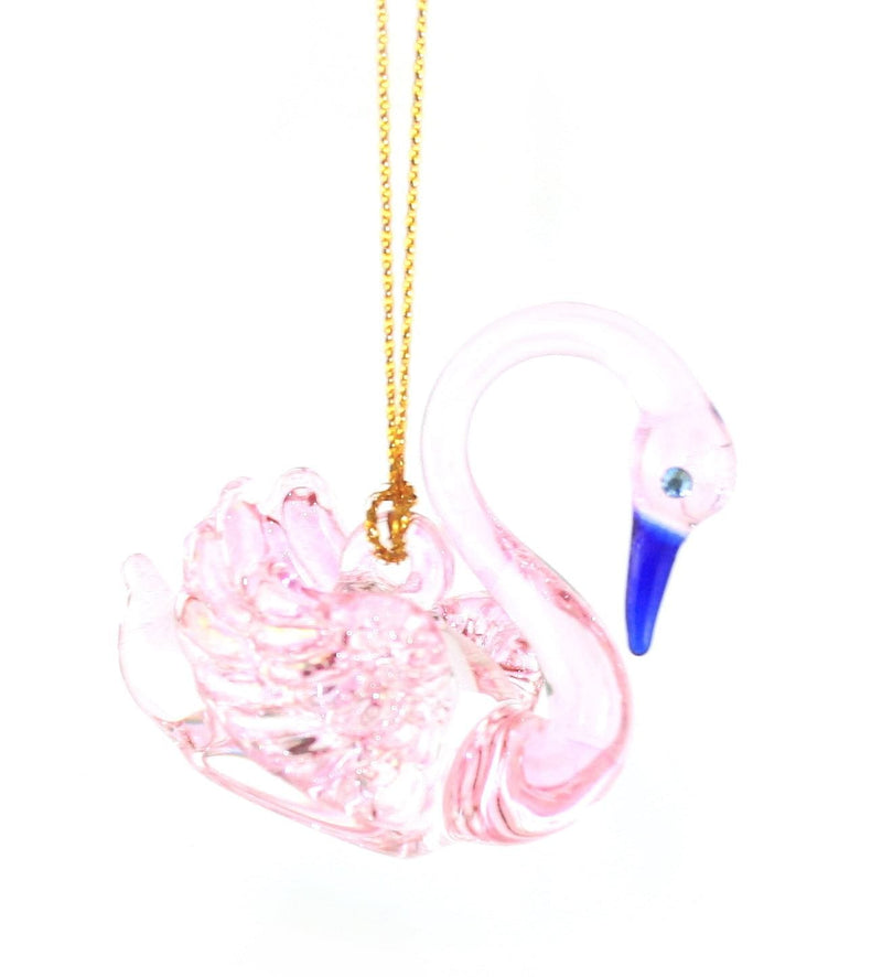 Egyptian Blown Glass Swan Ornament - Pink - Shelburne Country Store