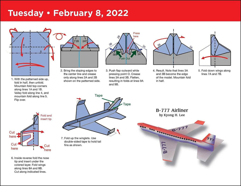 2022  Paper Airplane  Page A Day Calendar - Shelburne Country Store
