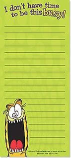 Garfield Magnetic List Pad - I Don't have Time - Shelburne Country Store