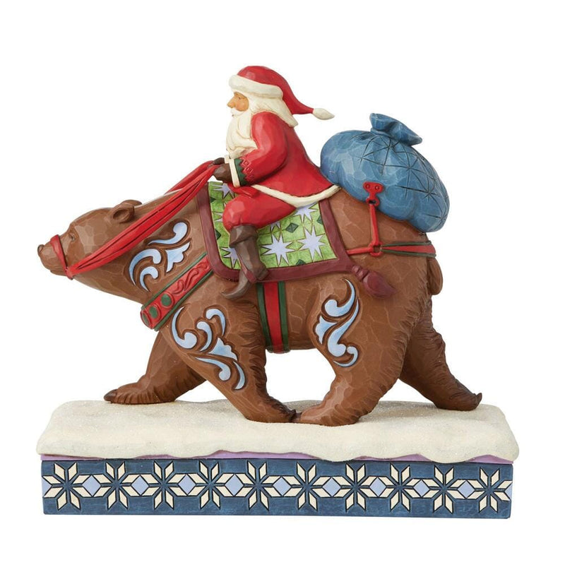 Santa Riding Brown Bear - Shelburne Country Store