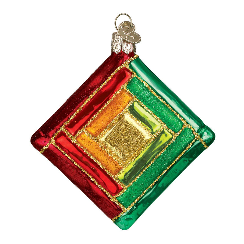 Quilt Square Glass Ornament -  Block - The Country Christmas Loft