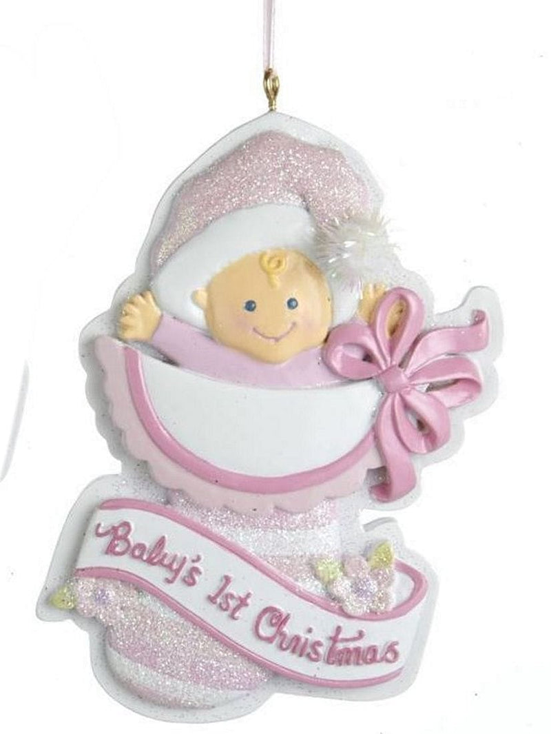 First Christmas Baby in a Stocking Ornament -  Blue - Shelburne Country Store