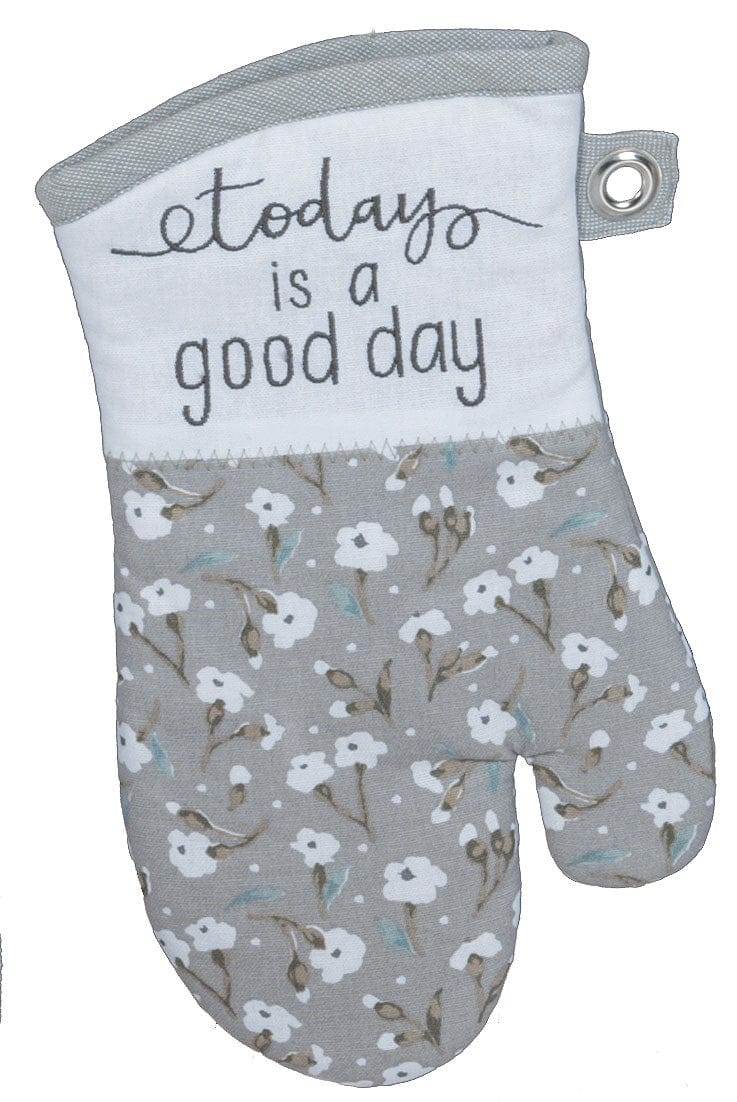 Handmade Gray Good Day Embroidered Oven Mitt - Shelburne Country Store