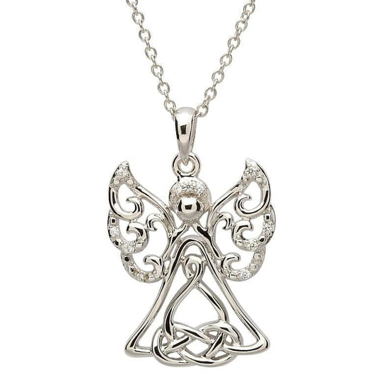Stone Set Silver Angel Necklace - Shelburne Country Store