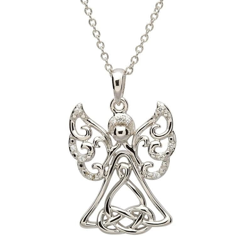 Stone Set Silver Angel Necklace - Shelburne Country Store