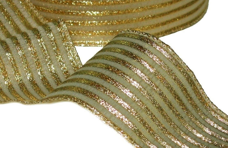 Gold / Gold Stripe Ribbon - - Shelburne Country Store