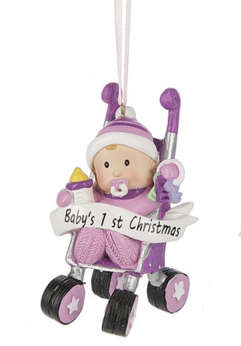 Baby's 1st Christmas Stroller Ornament -  Pink - Shelburne Country Store