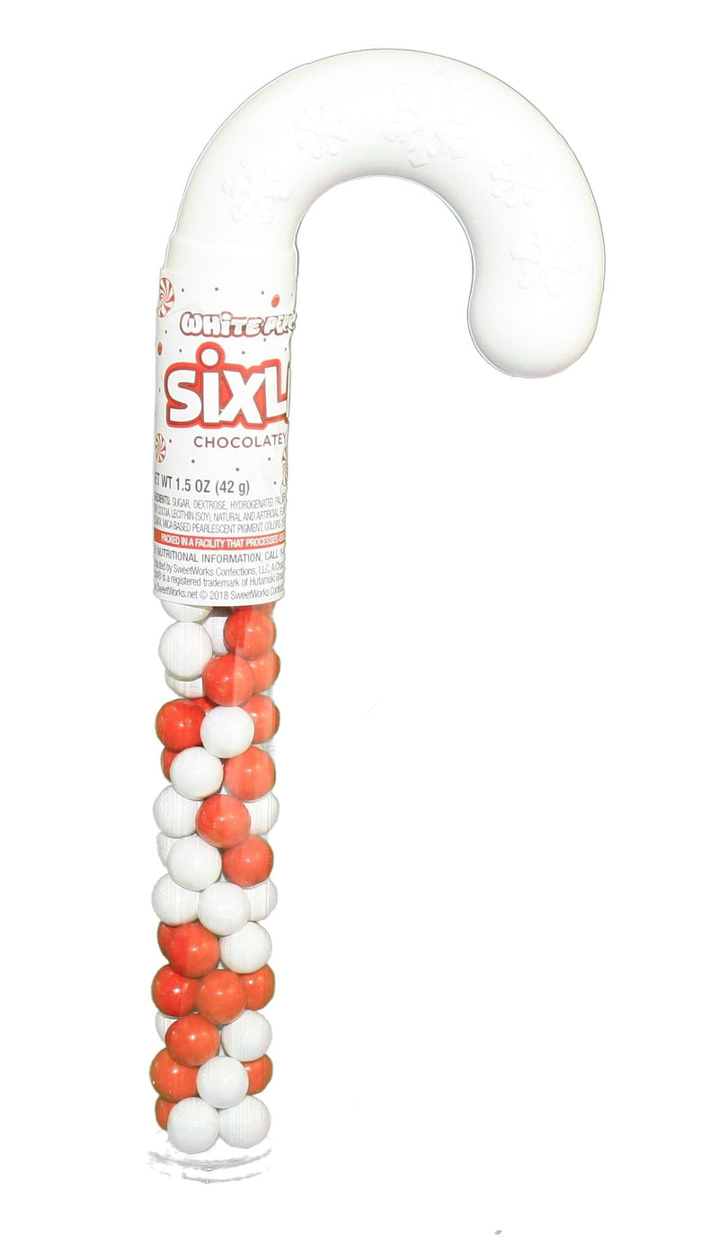 White Peppermint Sixlets Small Cane - Shelburne Country Store