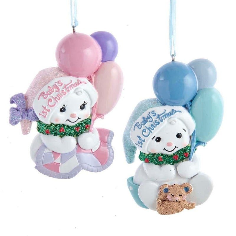 Baby's 1st Christmas Snowkid Ornament -  Pink - Shelburne Country Store