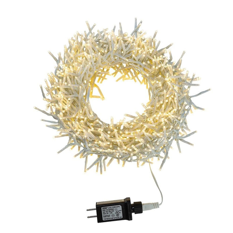 1000-Light Warm White LED White Wire Cluster Garland - Shelburne Country Store