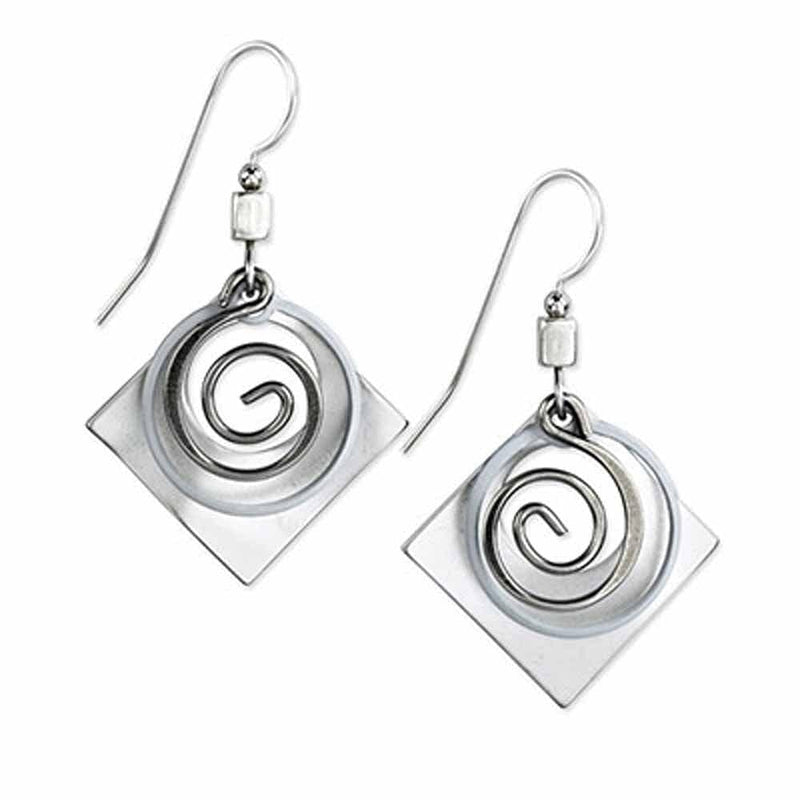 Silvertone Coil Layered Dangle Earrings - Shelburne Country Store