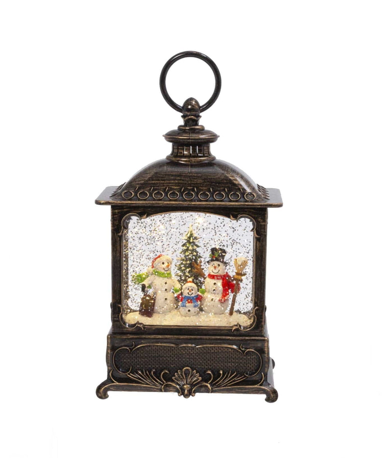 Lighted Spinning Water Lantern - Snowman Family - Shelburne Country Store