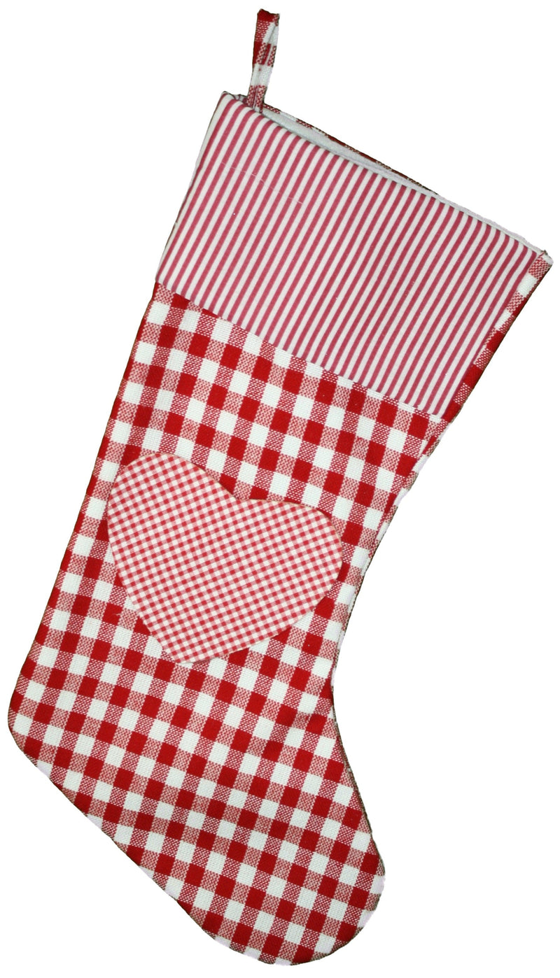 22 Red and White Gingham Stocking - - Shelburne Country Store