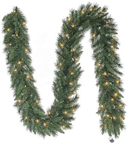 14 inch X 6 foot Deluxe Fraser Fir Garland - Warm White - Shelburne Country Store