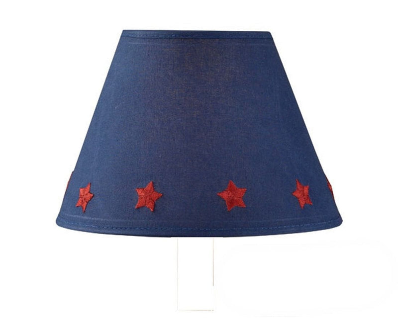 Navy Blue lampshade with Red Stars - 10" - Shelburne Country Store
