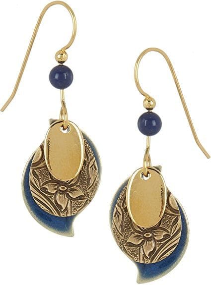 Blue Gold 3 Layers Paisly  Earrings - Shelburne Country Store