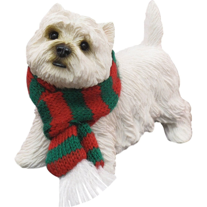 West Highland White Terrier with Red and Green Scarf Christmas Ornament - Shelburne Country Store