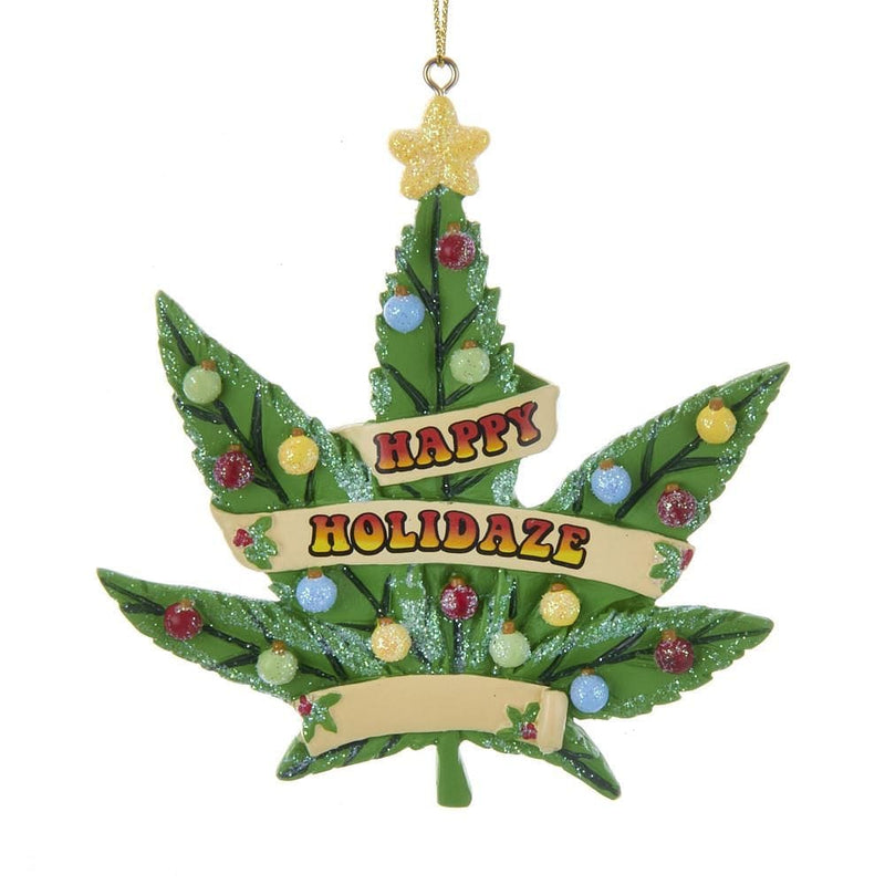 Happy Holidaze Cannabis Leaf Ornament - Shelburne Country Store