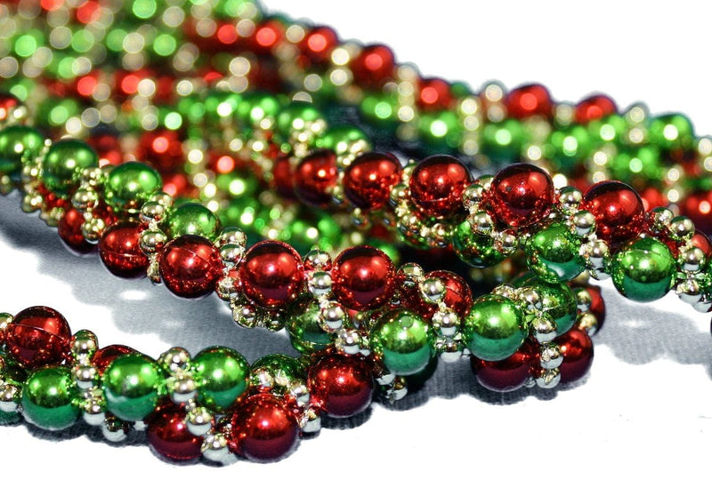 Red, Green and Gold Bead Twisted Garland - Shelburne Country Store
