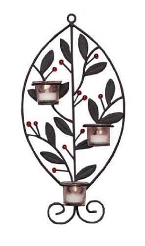 Biedermann Leaf With Berries Tealight Sconce, 9 By 18-Inch - Shelburne Country Store