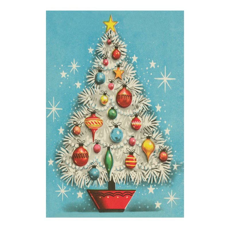 Retro White Christmas Tree Card - Box Set of 10 - Shelburne Country Store